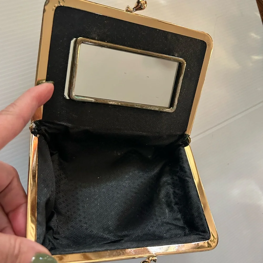 Large Vintage Black Eel-Skin Cosmetic Case